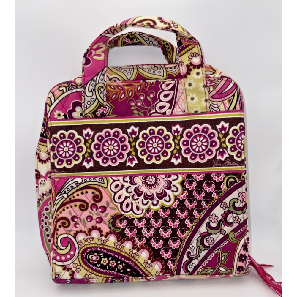 Vera Bradley Tech Organizer Bag Pink Paisley Floral Quilted Travel Electronics